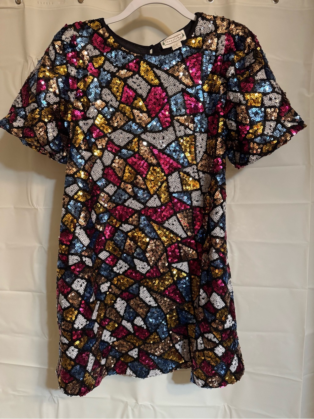 Loveriche Multicolor Sequin Puff Sleeve Mini Dress Size S